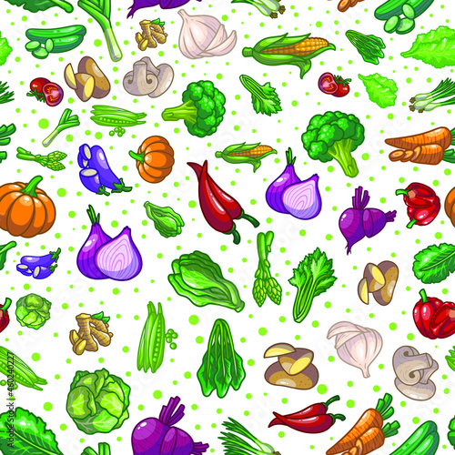 Vegetables seamless pattern drawing illustration design