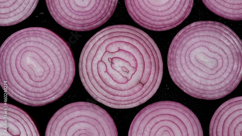 Photo Sliced purple onion top view
