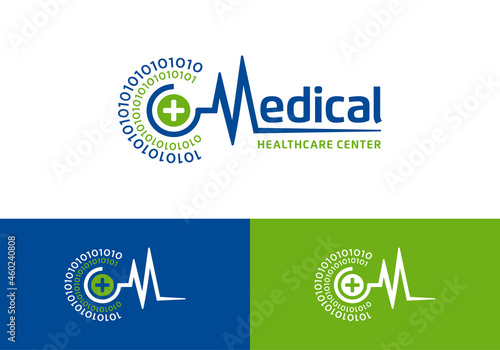 Heartbeat pulse symbol, medical healthcare logo design template inspiration