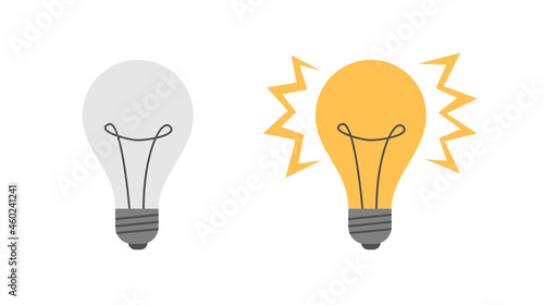 Light bulb on and off flat style
