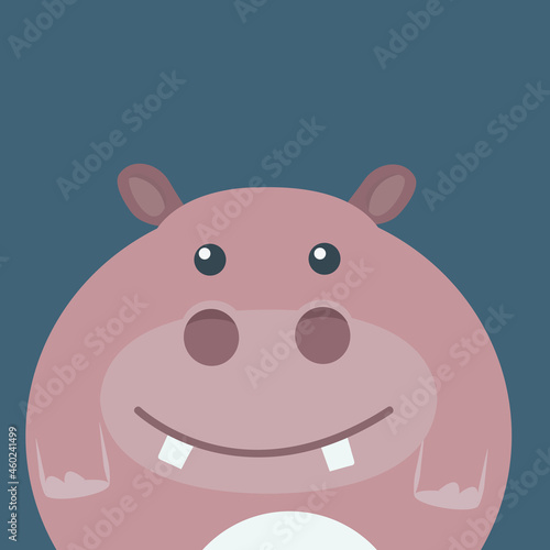 Little cute cartoon animals hippo