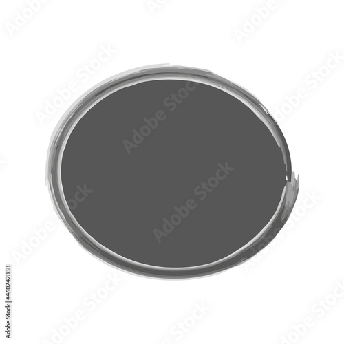 Ink gray oval icon. Abstract sign. Realistic hand drawn art. Watercolor brush texture. Vector illustration. Stock image. 