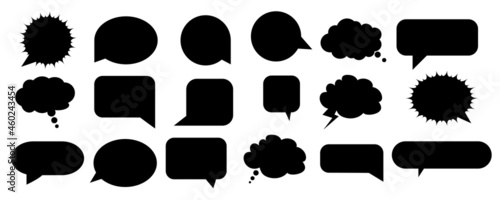 Speech dialogue set. Shadow effect. Template for banner design. Hand drawn sketch. Vector illustration. Stock image.
