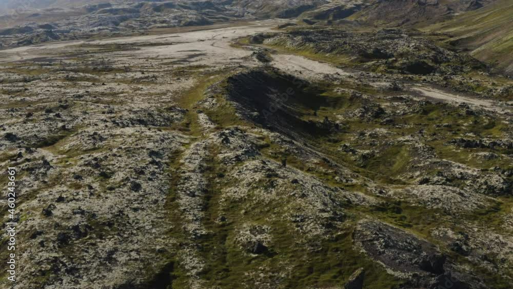 Unworldly Landscape in the Nordic Regions of the Iceland Mountains, Aerial Unworldly Landscape in the Nordic Regions of the Iceland Mountains, Aerial