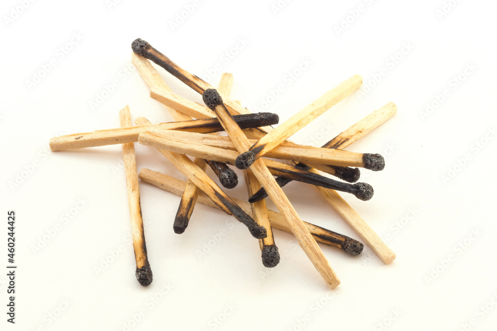 handful of charred matches close-up handful of charred matches close-up