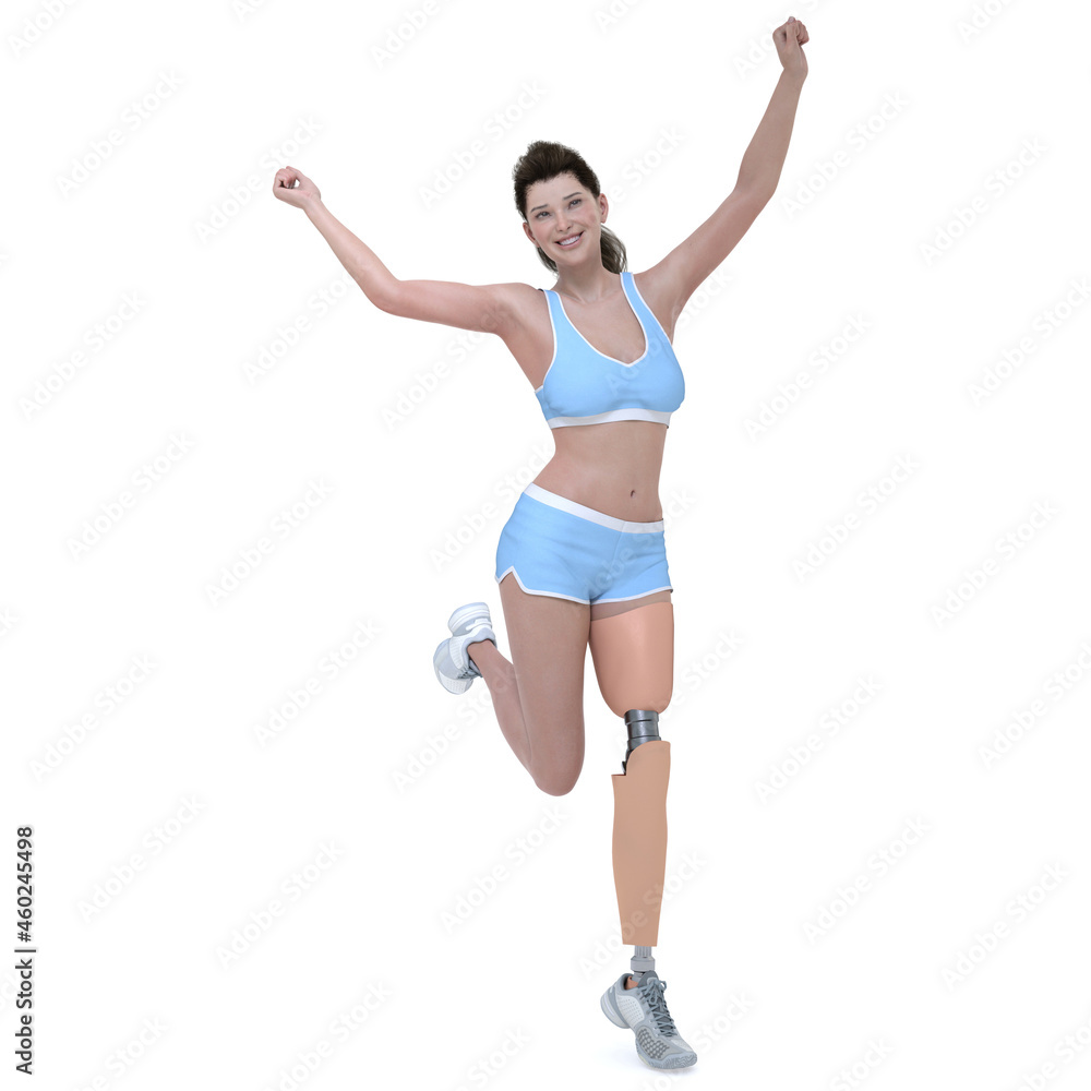 3D Render : the portrait of happy female character who is disabled with smiling face expression, isolated 3D Render : the portrait of happy female character who is disabled with smiling face expression, isolated