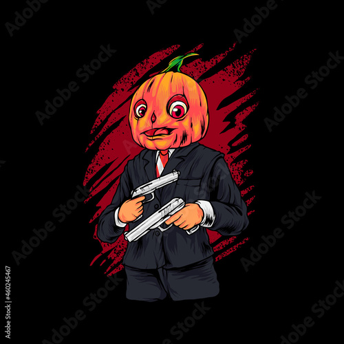 gangster pumpkin Illustration premium vector