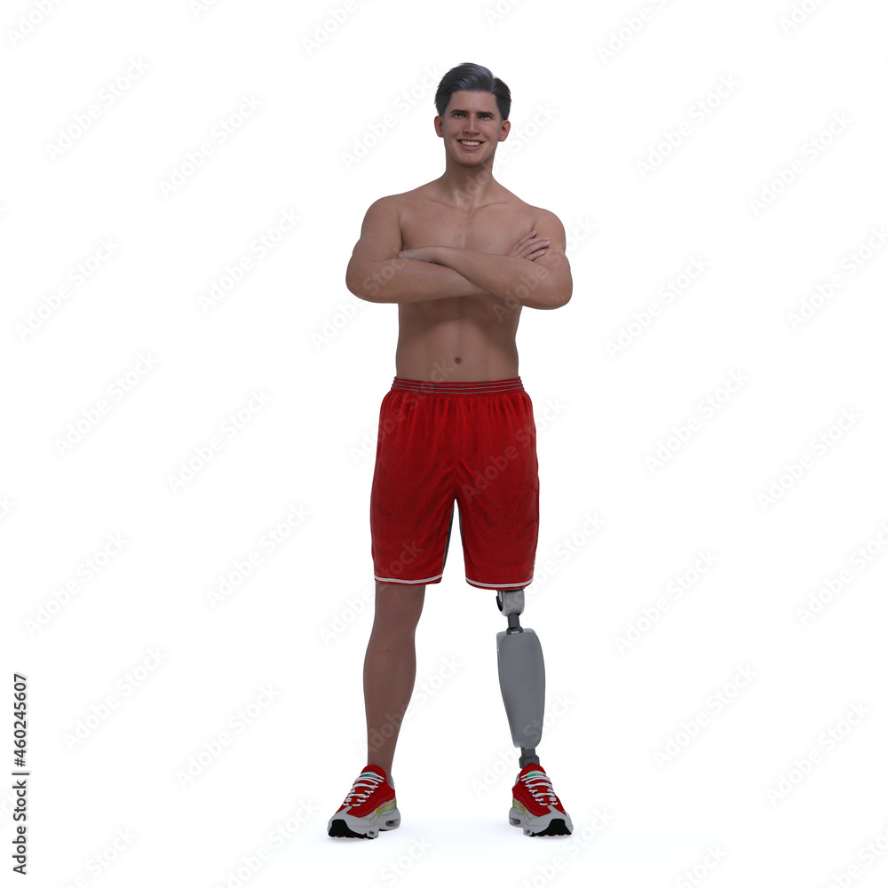 3D Render : the portrait of happy male character who is disabled with smiling face expression, isolated 3D Render : the portrait of happy male character who is disabled with smiling face expression, isolated