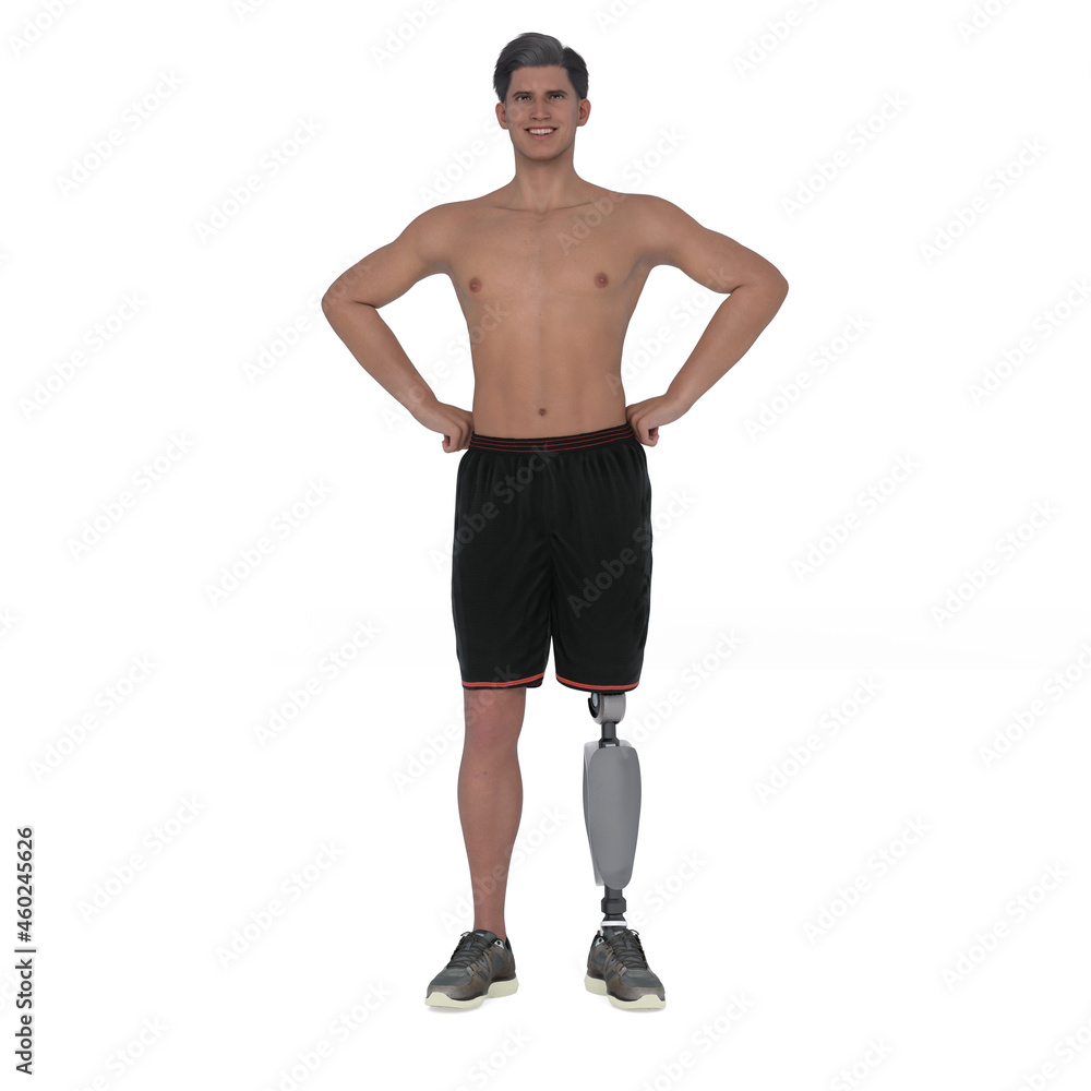 3D Render : the portrait of happy male character who is disabled with smiling face expression, isolated 3D Render : the portrait of happy male character who is disabled with smiling face expression, isolated