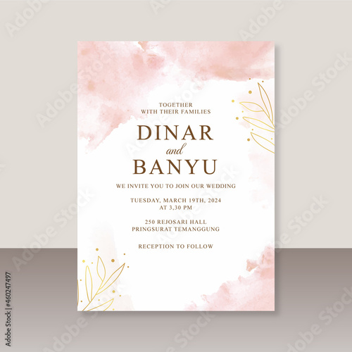 wedding card template with watercolor splash