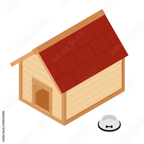 Dog house isometric view isolated on white background