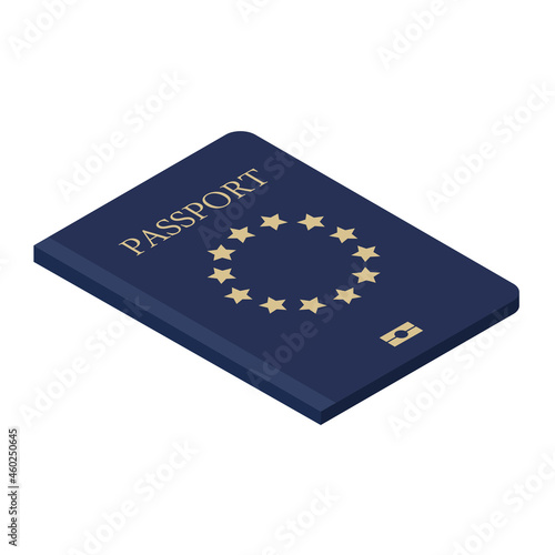 Blue eu passport cover. Passport icon. Traveling passport