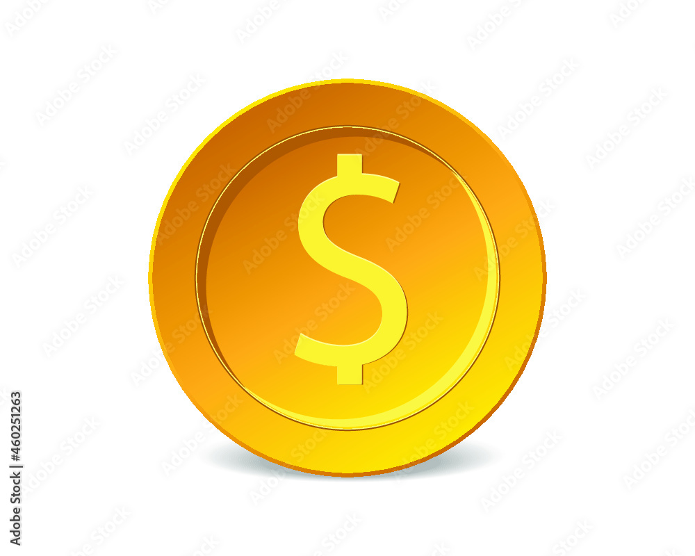 realistic gold coin icon isolated on a white background realistic gold coin icon isolated on a white background