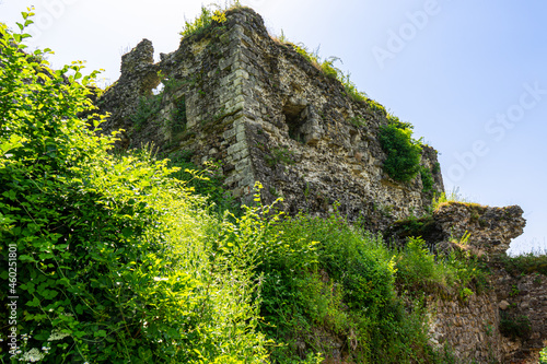 Ruins of Khust castle which was built as a fortress to protect the salt road from Solotvyno in Khust, Ukraine on June 24, 2021. photo