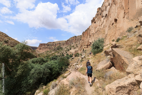 Scenic views hiking Ihlara Valley or Gorge in Cappadocia Turkey photo