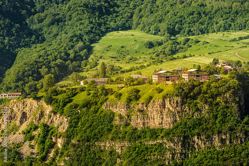 The houses in the picturesque Armenian village are built right on the edge of a high cliff in the mountains