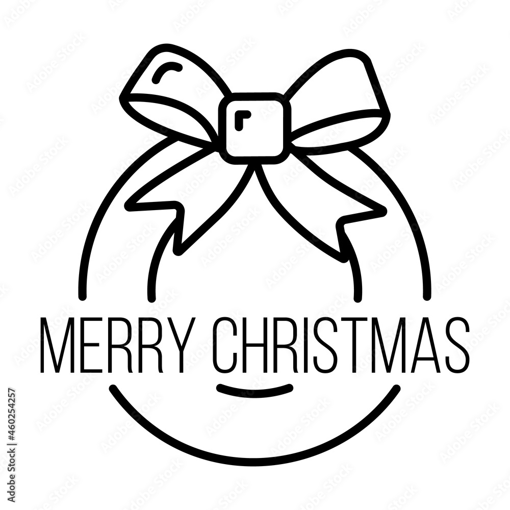Concept christmas wreath icon outline style, happy new year and merry christmas flat vector illustration, isolated on white, xmas holiday time.