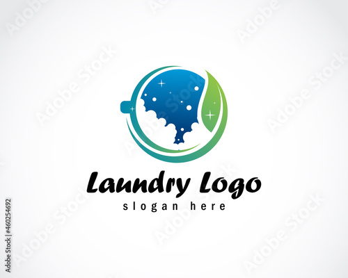 laundry logo creative nature leave clean wash business