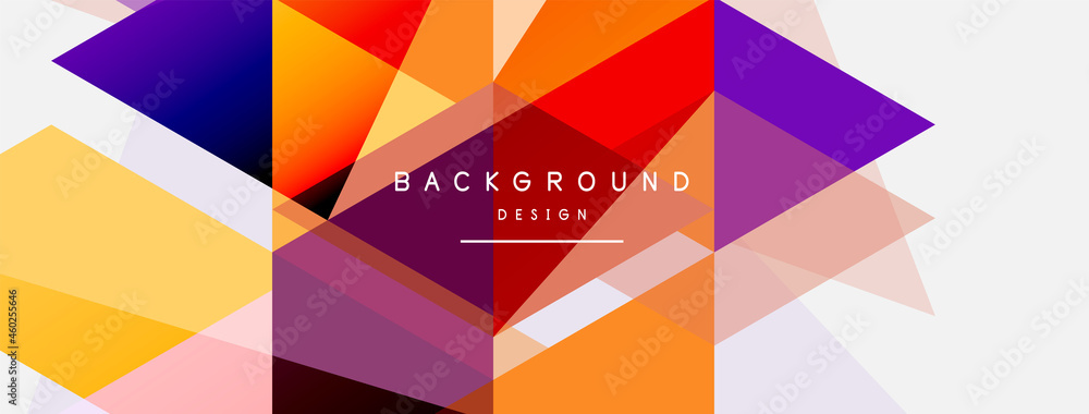 Color triangles composition, geometric abstract background. Techno or business concept, pattern for wallpaper, banner, background, landing page