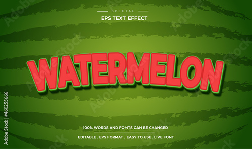3d cartoon style editable watermelon text effect
