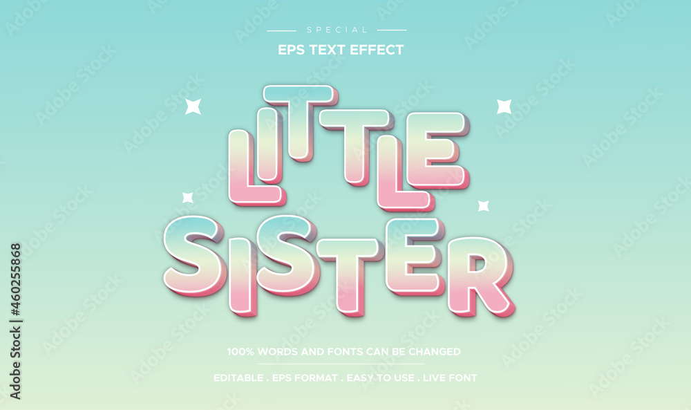 Editable text effect little sister style Editable text effect little sister style