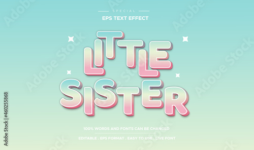 Editable text effect little sister style