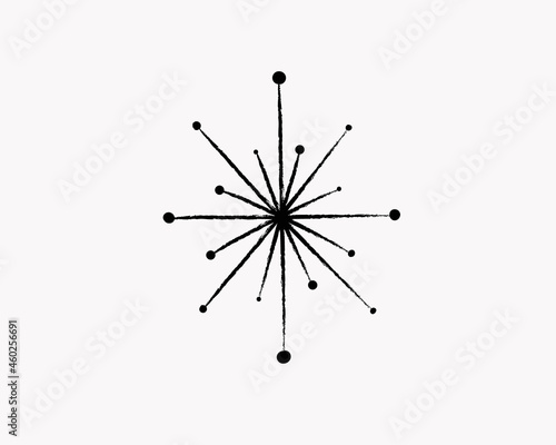 Vector illustration of a textured snowflake , for Christmas and New Year's design, isolated on a white background.