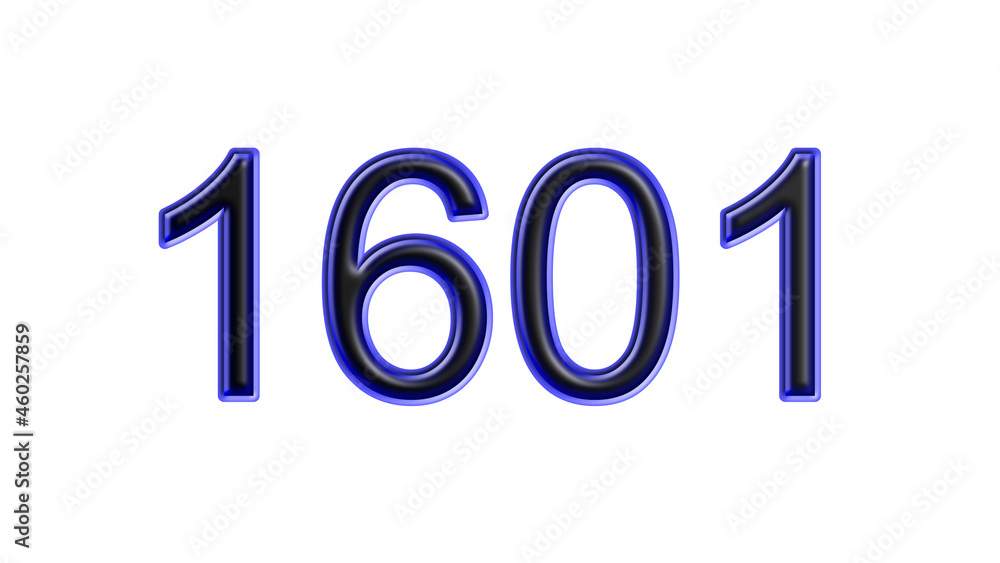 blue 1601 number 3d effect white background blue 1601 number 3d effect white background