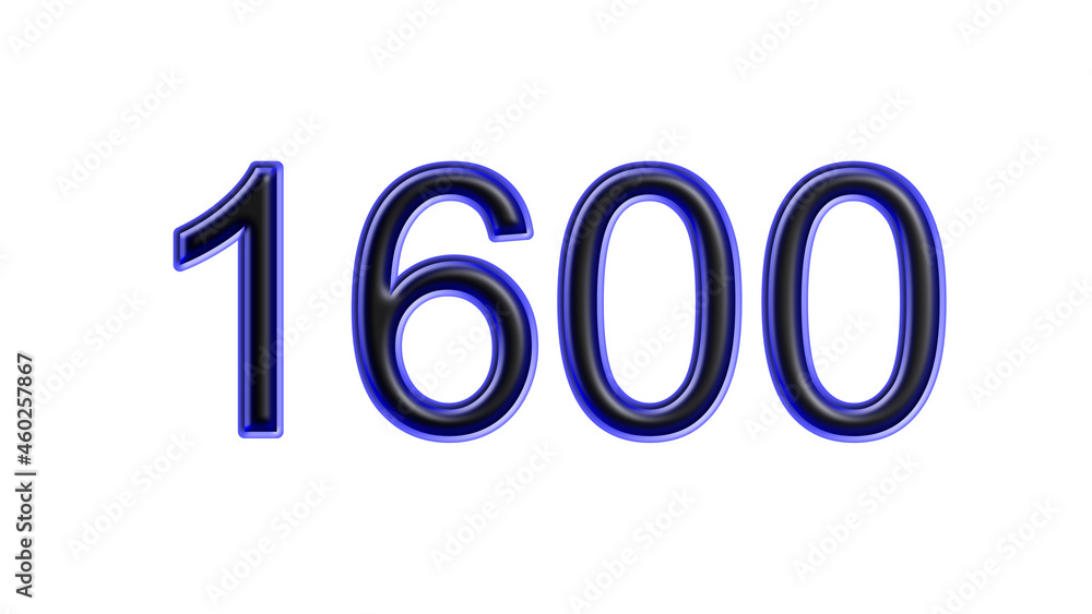 blue 1600 number 3d effect white background blue 1600 number 3d effect white background
