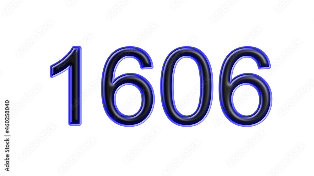 blue 1606 number 3d effect white background blue 1606 number 3d effect white background