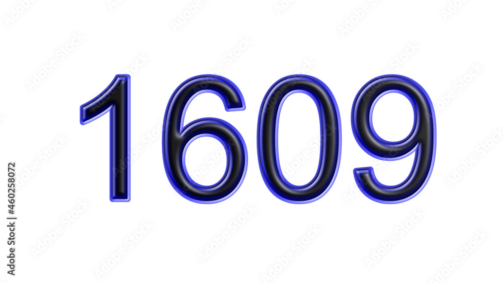 blue 1609 number 3d effect white background blue 1609 number 3d effect white background