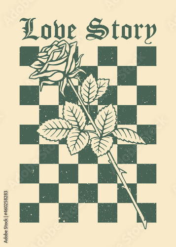 Vector illustration rose and ornament