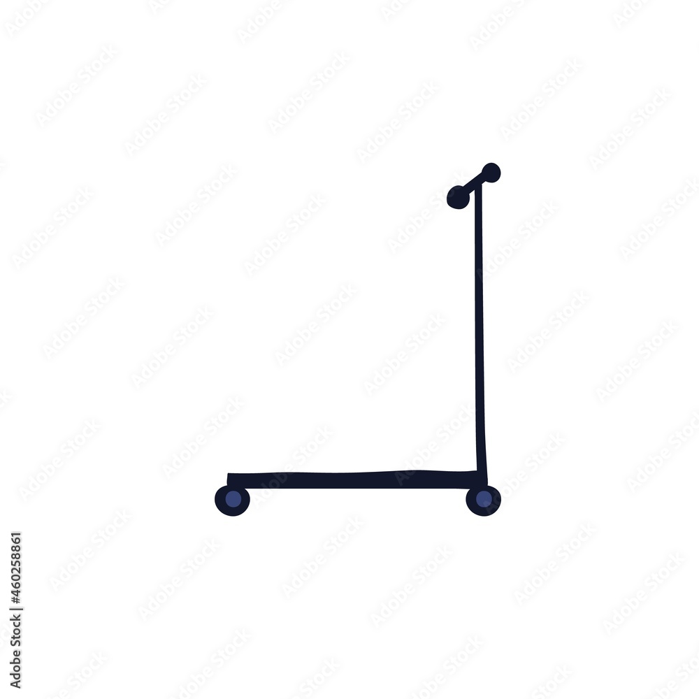 Vector flat cartoon scooter isolated on empty background-healthy lifestyle,sports activities concept,web site banner ad design Vector flat cartoon scooter isolated on empty background-healthy lifestyle,sports activities concept,web site banner ad design