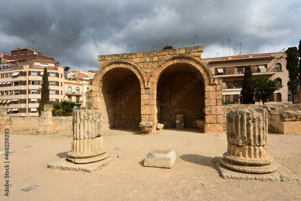  view of the forum of Tarragona, Catalonia, Spain