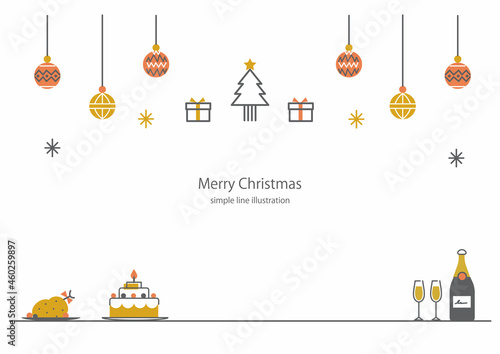 シンプルでお洒落なクリスマスのテーブルとデコレーションのフレーム