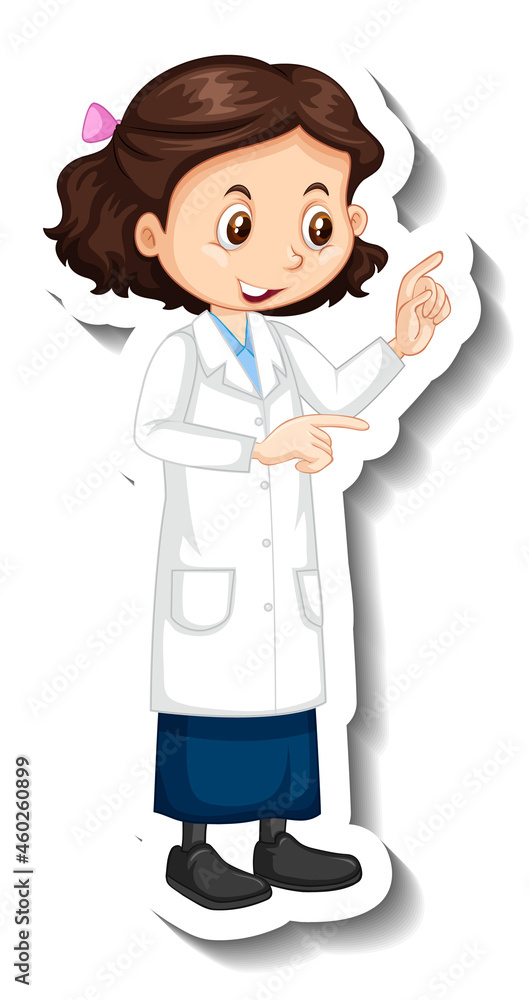 Scientist girl cartoon character in standing pose Scientist girl cartoon character in standing pose