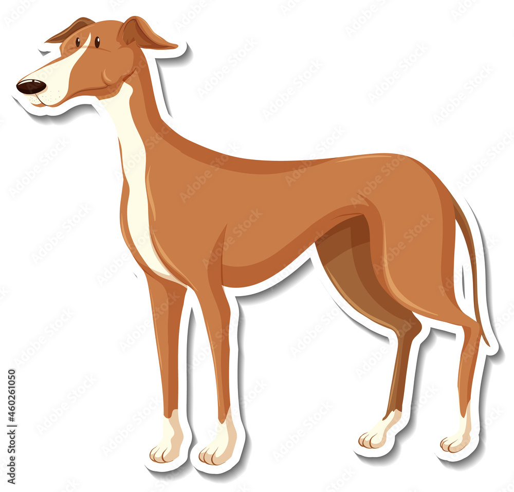 A sticker template of dog cartoon character
