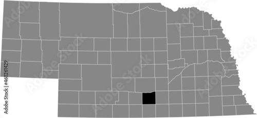 Black highlighted location map of the Kearney County inside gray map of the Federal State of Nebraska, USA photo
