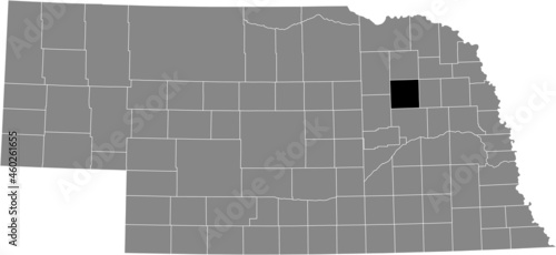 Black highlighted location map of the Loup County inside gray map of the Federal State of Nebraska, USA