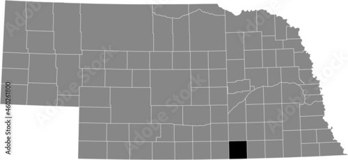 Black highlighted location map of the Nuckolls County inside gray map of the Federal State of Nebraska, USA photo