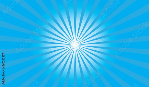 Sun rays Retro vintage style on blue background, sunburst Vector illustration