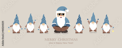 cool santa claus and his helper gnome christmas cartoon