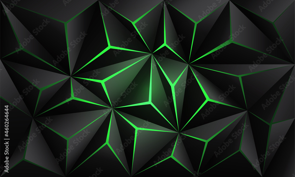 Abstract black polygon green light futuristic technology design