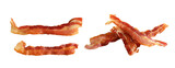 .bacon silce, Grill pork meat, thin piece bacon on white , food bacon on white clipping path