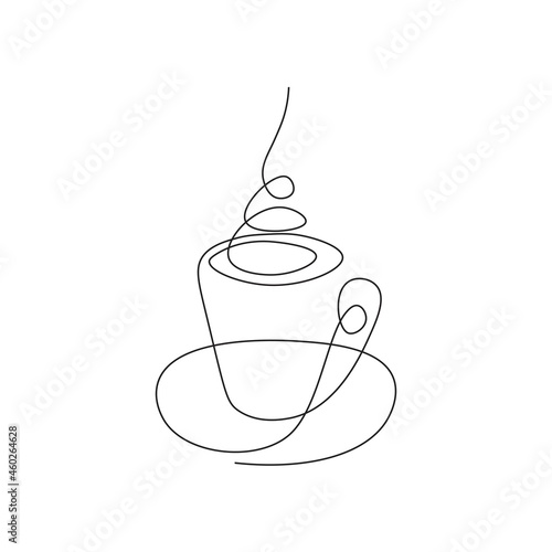 One line cup illustration. Single line art of coffee