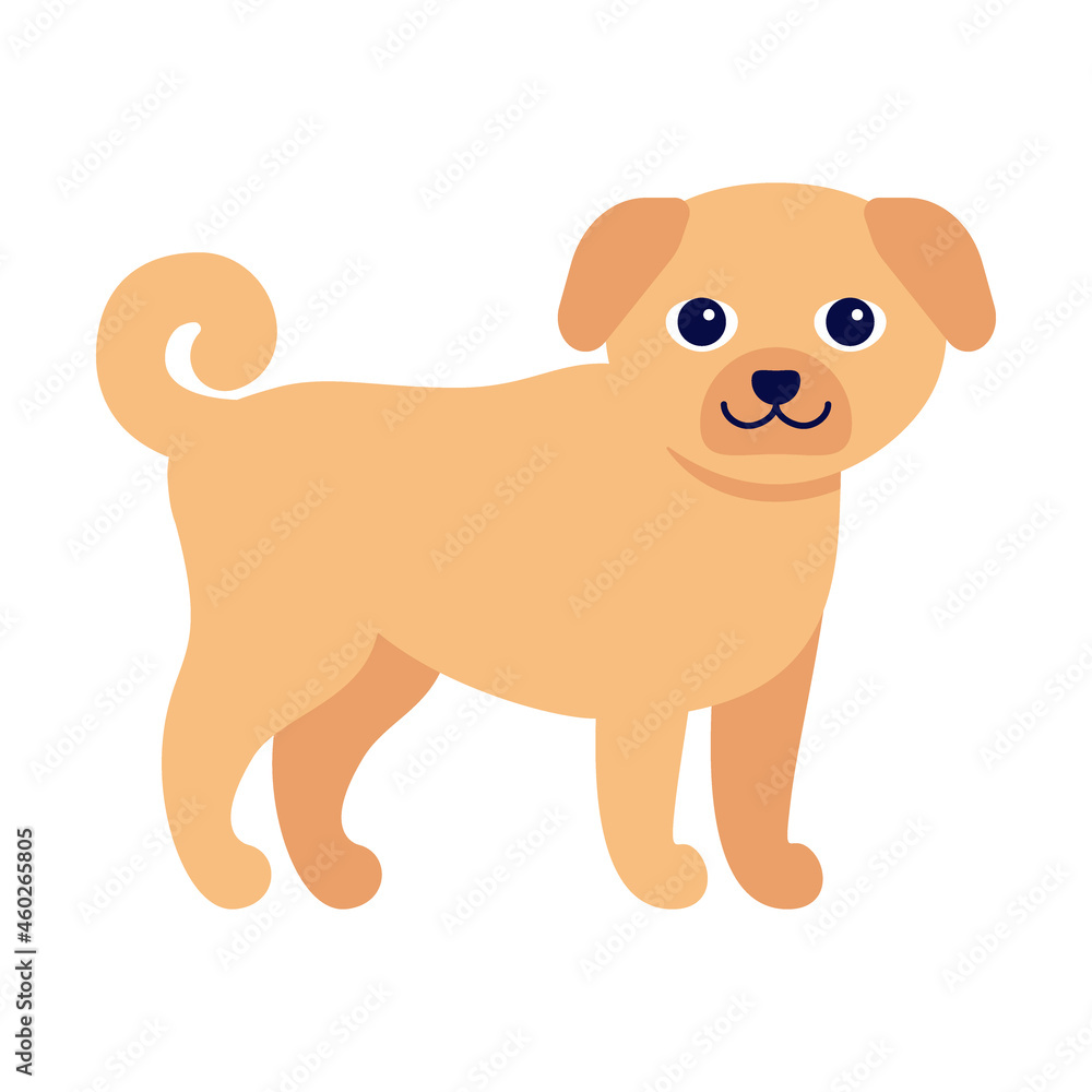 Obraz premium Happy ginger dog, standing puppy pet. House animal dog, canine pet. Vector illustration