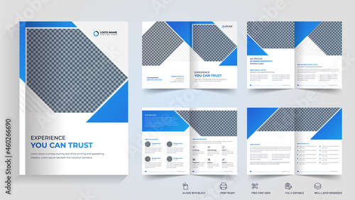 Medical and healthcare 8 page brochure, doctors annual report design template layout 