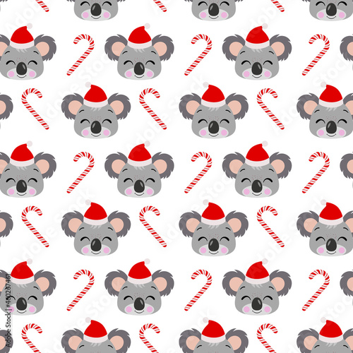 Photography Seamless background of Christmas koala face
