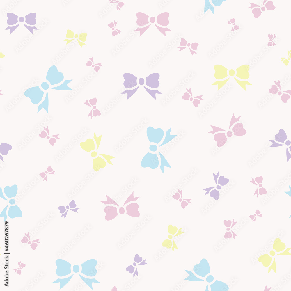 Cute bow pattern, pastel girly vector pattern