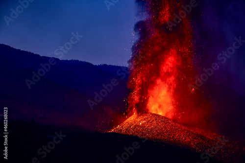 Strombolian Eruption Volcano La Palma Erupting photo